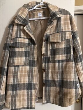 Hurley Beige Plaid Lined Jacket